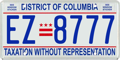 DC license plate EZ8777