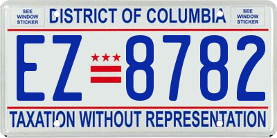 DC license plate EZ8782