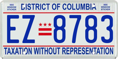 DC license plate EZ8783