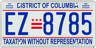 DC license plate EZ8785