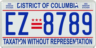 DC license plate EZ8789