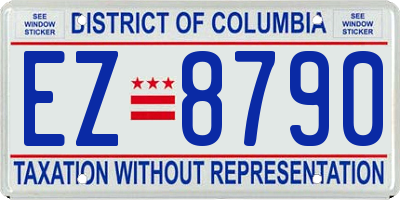 DC license plate EZ8790