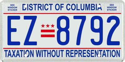 DC license plate EZ8792