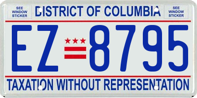 DC license plate EZ8795