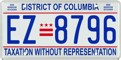 DC license plate EZ8796