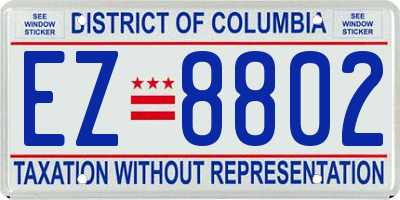 DC license plate EZ8802