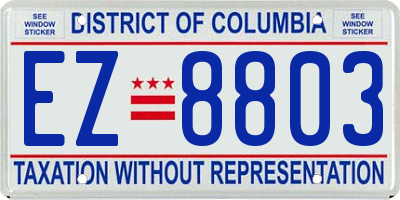 DC license plate EZ8803