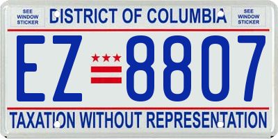 DC license plate EZ8807