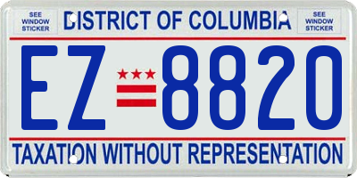 DC license plate EZ8820