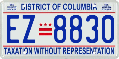 DC license plate EZ8830