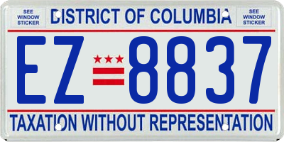 DC license plate EZ8837