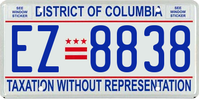 DC license plate EZ8838