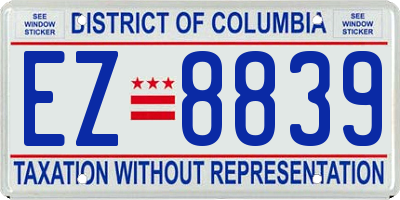 DC license plate EZ8839