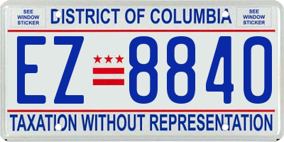 DC license plate EZ8840