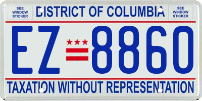 DC license plate EZ8860