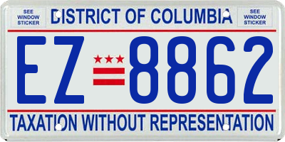 DC license plate EZ8862