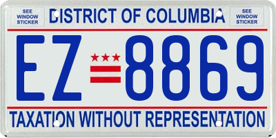 DC license plate EZ8869