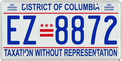 DC license plate EZ8872