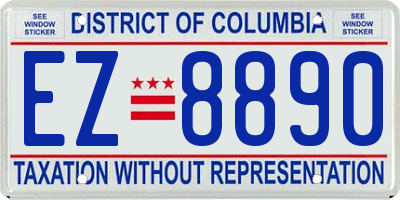 DC license plate EZ8890