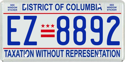 DC license plate EZ8892