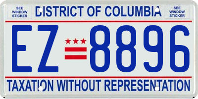 DC license plate EZ8896