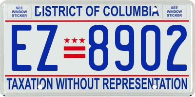 DC license plate EZ8902