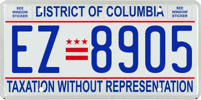 DC license plate EZ8905