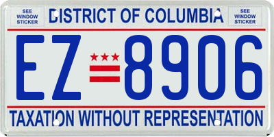 DC license plate EZ8906