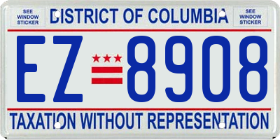 DC license plate EZ8908