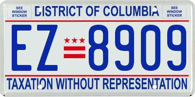 DC license plate EZ8909