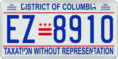 DC license plate EZ8910