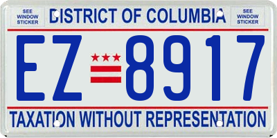 DC license plate EZ8917