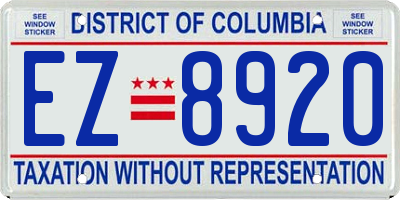 DC license plate EZ8920