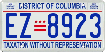 DC license plate EZ8923