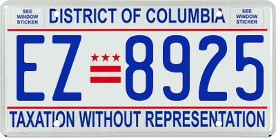 DC license plate EZ8925