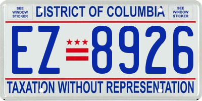 DC license plate EZ8926