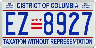 DC license plate EZ8927