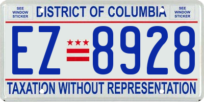 DC license plate EZ8928