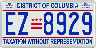 DC license plate EZ8929