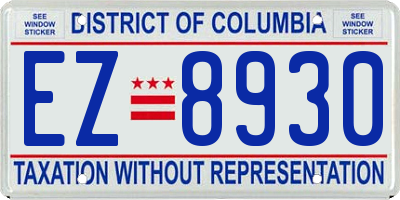 DC license plate EZ8930