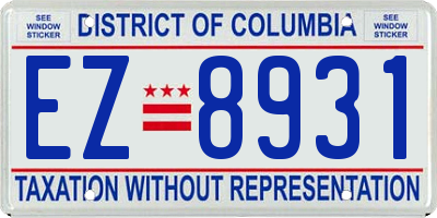 DC license plate EZ8931