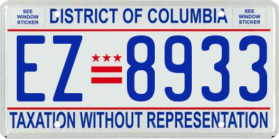 DC license plate EZ8933