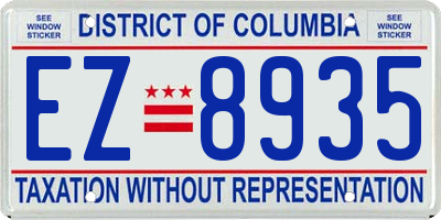 DC license plate EZ8935