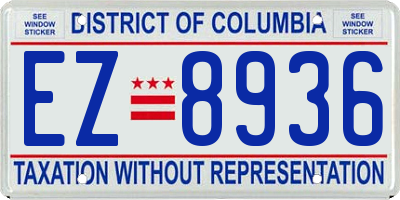 DC license plate EZ8936