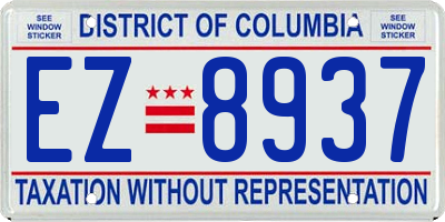 DC license plate EZ8937