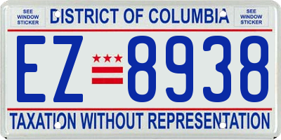 DC license plate EZ8938