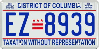 DC license plate EZ8939