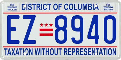 DC license plate EZ8940