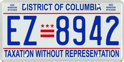 DC license plate EZ8942