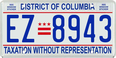 DC license plate EZ8943